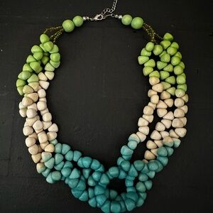 Elegant Green and Blue Beaded Necklace